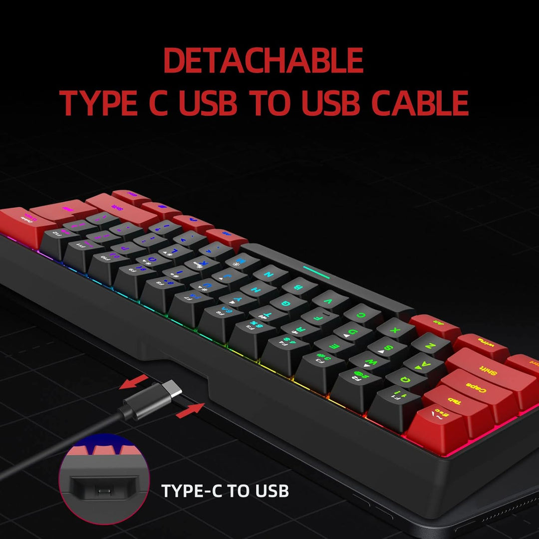 Snpurdiri - Teclado para videojuegos 60% con cable, ultra compacto,...
