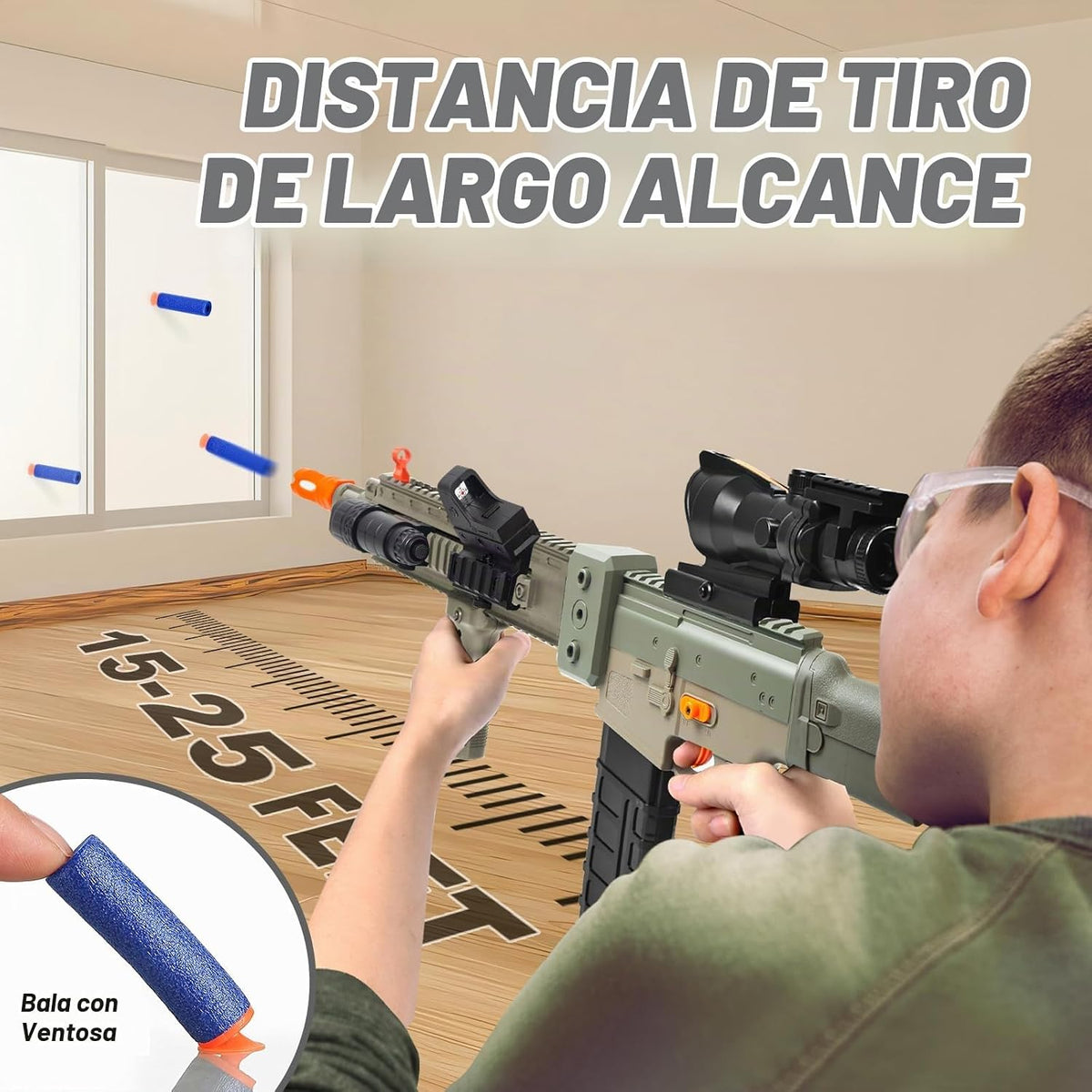 Pistolas de juguete realistas de rifle de francotirador para balas Nerf, juego de juguetes de espuma eléctrica con alcance, 120 dardos suaves y 3 revistas, pistola de juguete semiautomática para niños de 8 a 12 años