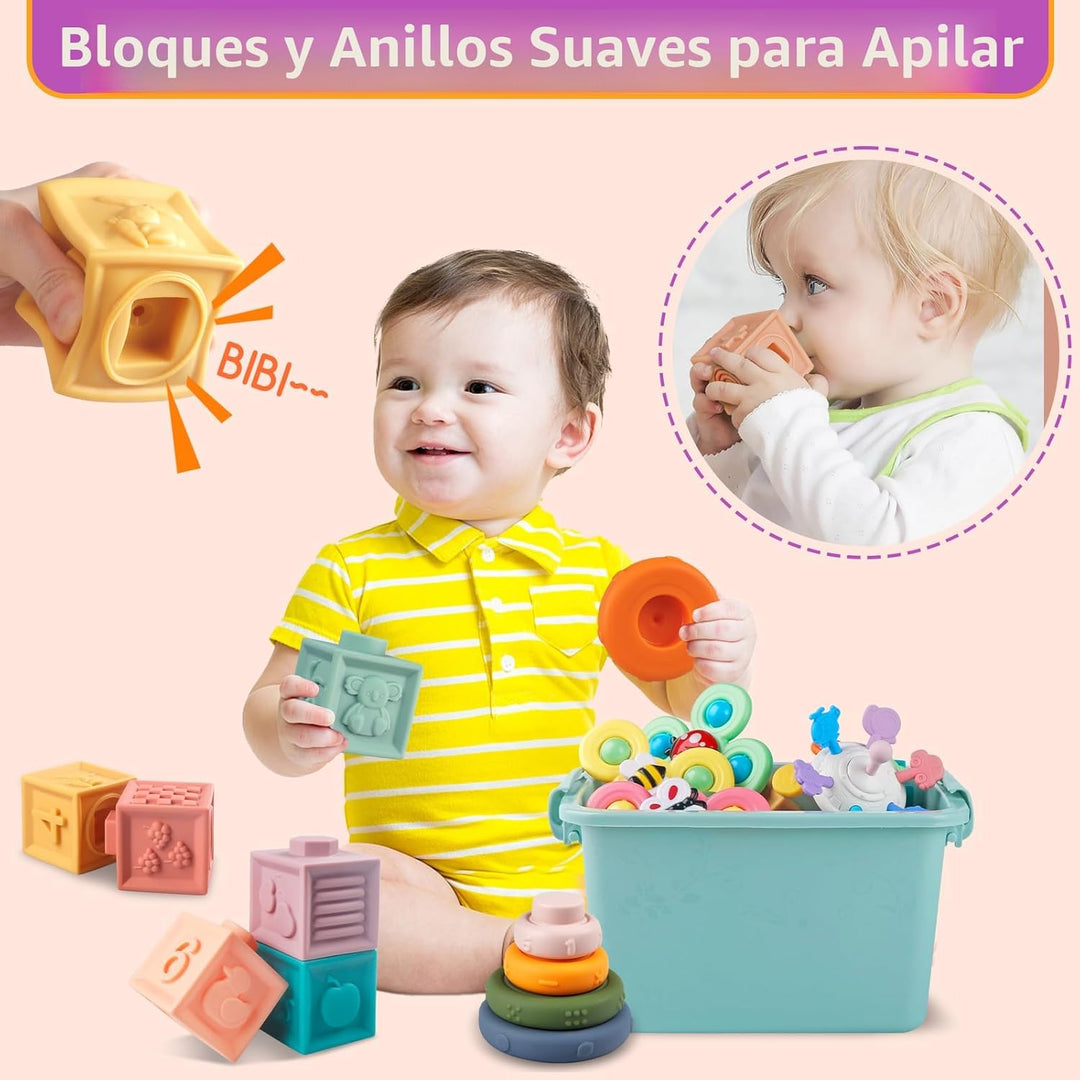 Weilim Juguetes para bebés de 6 a 12 meses, cubos sensoriales Monte...