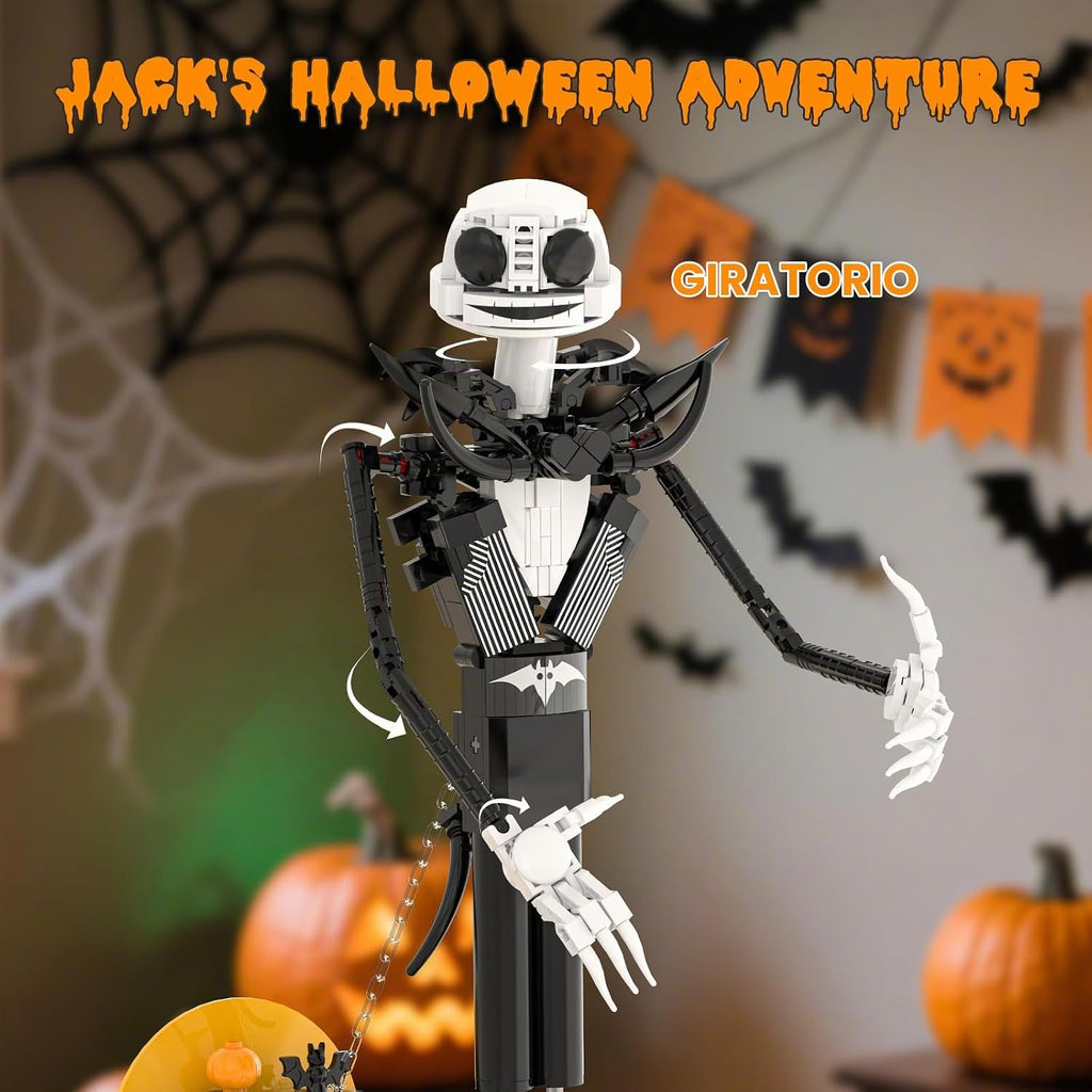 Juego de construcción de calavera de terror, antes de Navidad, juego de bloques de construcción de casa embrujada, calabazas y fantasmas de esqueleto, juguetes de construcción de Halloween y Navidad, regalos para fanáticos del cine y adultos