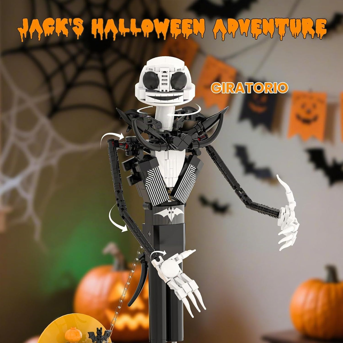 Juego de construcción de calavera de terror, antes de Navidad, juego de bloques de construcción de casa embrujada, calabazas y fantasmas de esqueleto, juguetes de construcción de Halloween y Navidad, regalos para fanáticos del cine y adultos