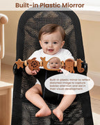 Baby Bouncer Toy Bar de madera con espejo, animales marinos