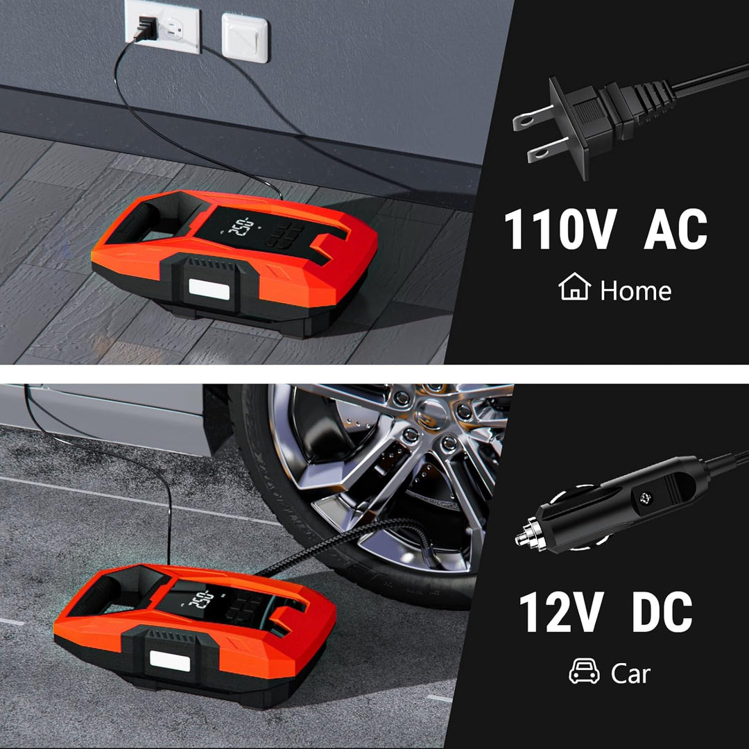 CARSUN Inflador de neumáticos de CA\/CC, compresor de aire portátil...