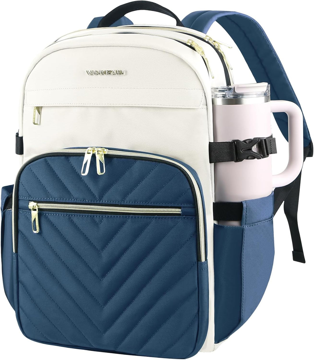 VANKEAN Mochila para laptop para mujer con bolsillo para vaso de gr...
