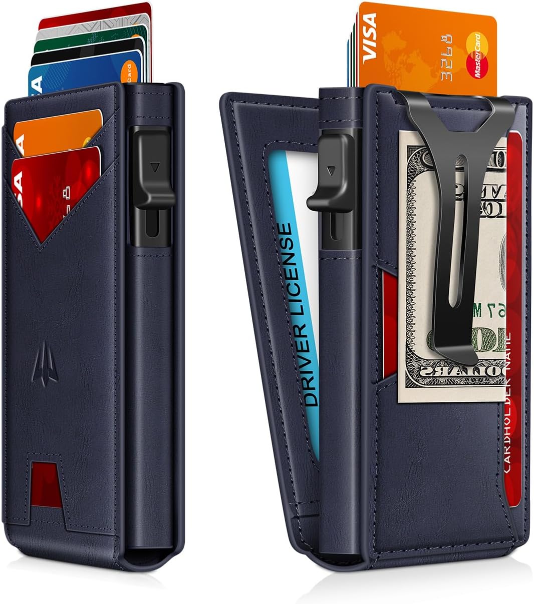 Cartera para hombre, delgada y minimalista con clip para dinero y v...