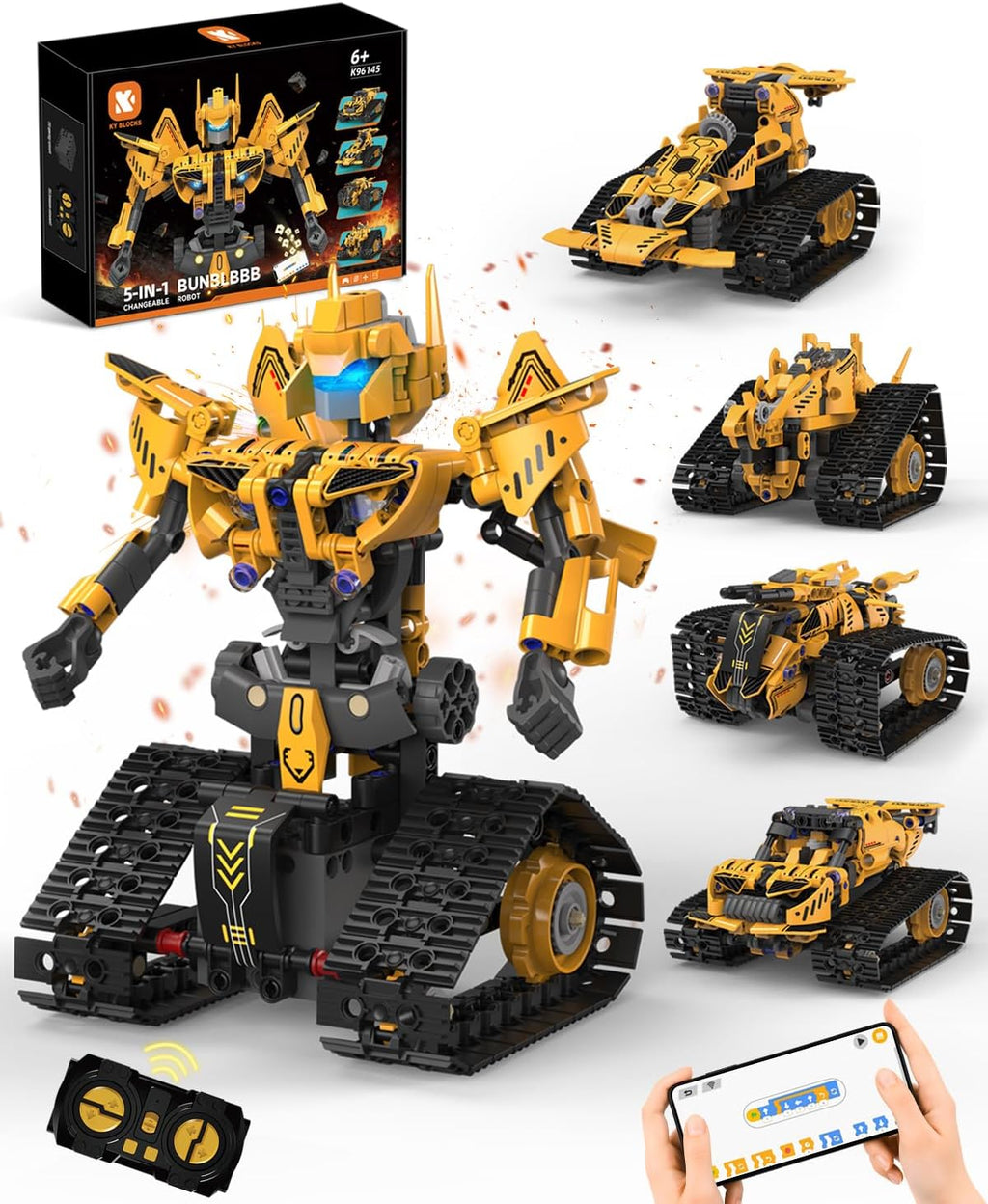 Kit de Construcción de Robot 5 en 1 STEM, Juguetes de Robot RC para Niños de 6+ años