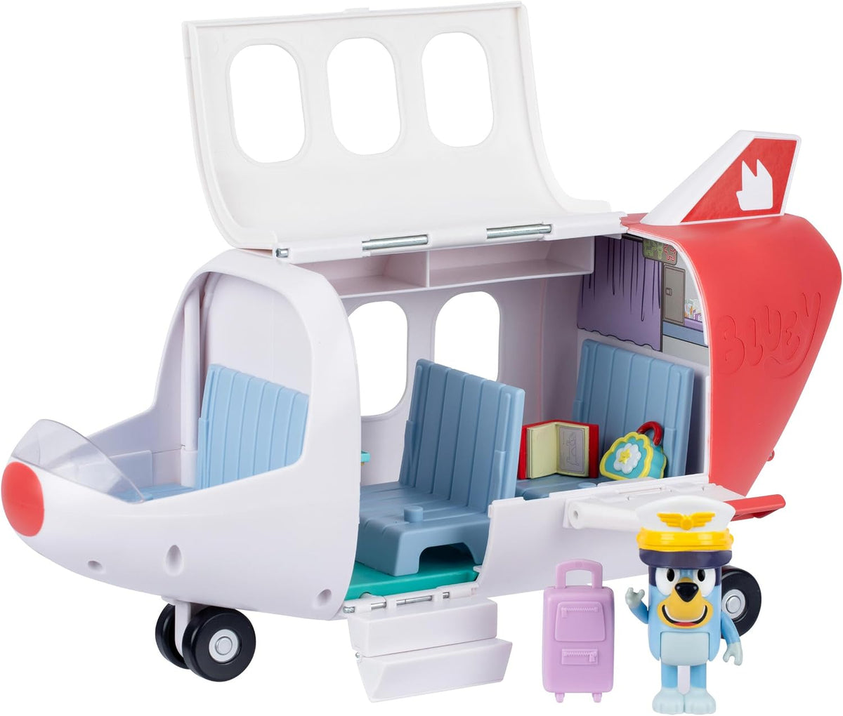 BLUEY Avión de aventura, juguetes de avión, figura de piloto y accesorios
