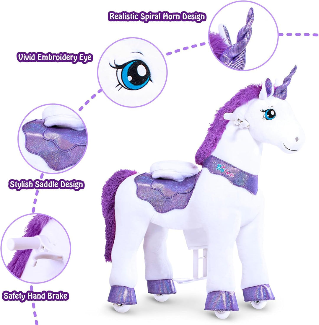 PonyCycle Unicornio de Montar para Niños de 4-7 años con Freno, Reg...