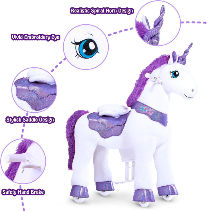 PonyCycle Unicornio de Montar para Niños de 4-7 años con Freno, Reg...