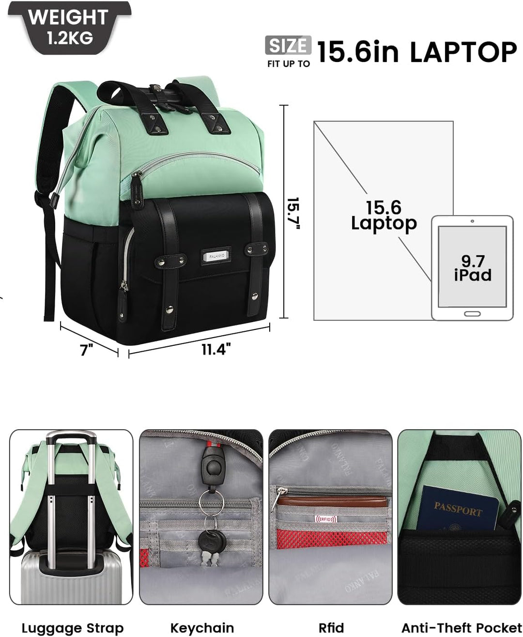 Mochila para portátil YALIXIAN para mujer, mochila de trabajo unive...