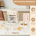 Kids Wooden Coffee Playset con Grinder, Toy Coffee Maker para Kids Toddlers, Pretend Play Kitchen Appliances & Accessories Toy Gift para Boys Girls