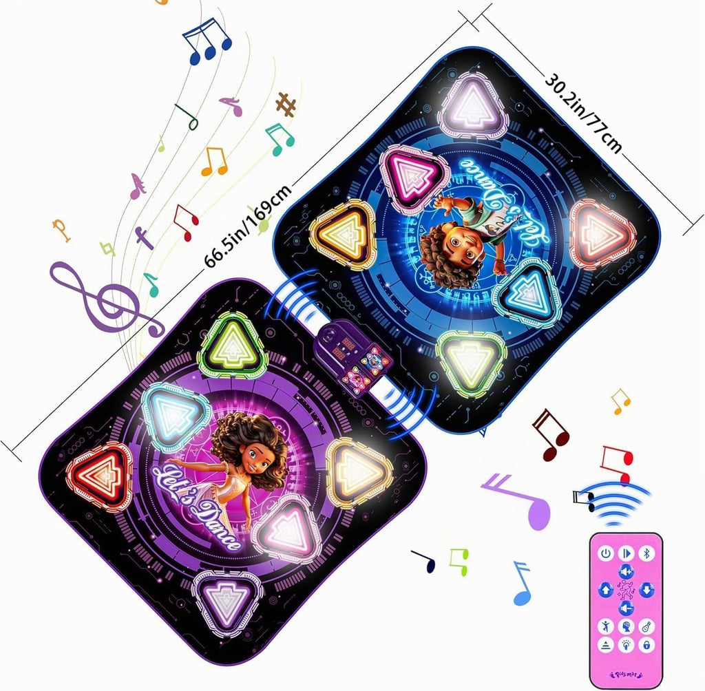 Tapete de baile, recargable con luces, alfombra de baile para 2 jugadores en oposición, juguetes para niños
