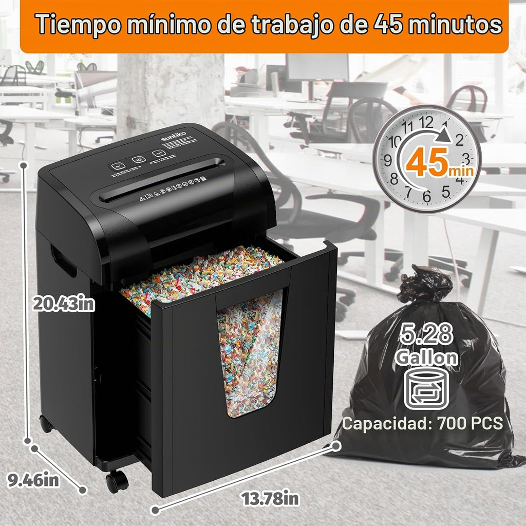 Suntiko Trituradora de papel P-4 de corte cruzado resistente de 18 hojas