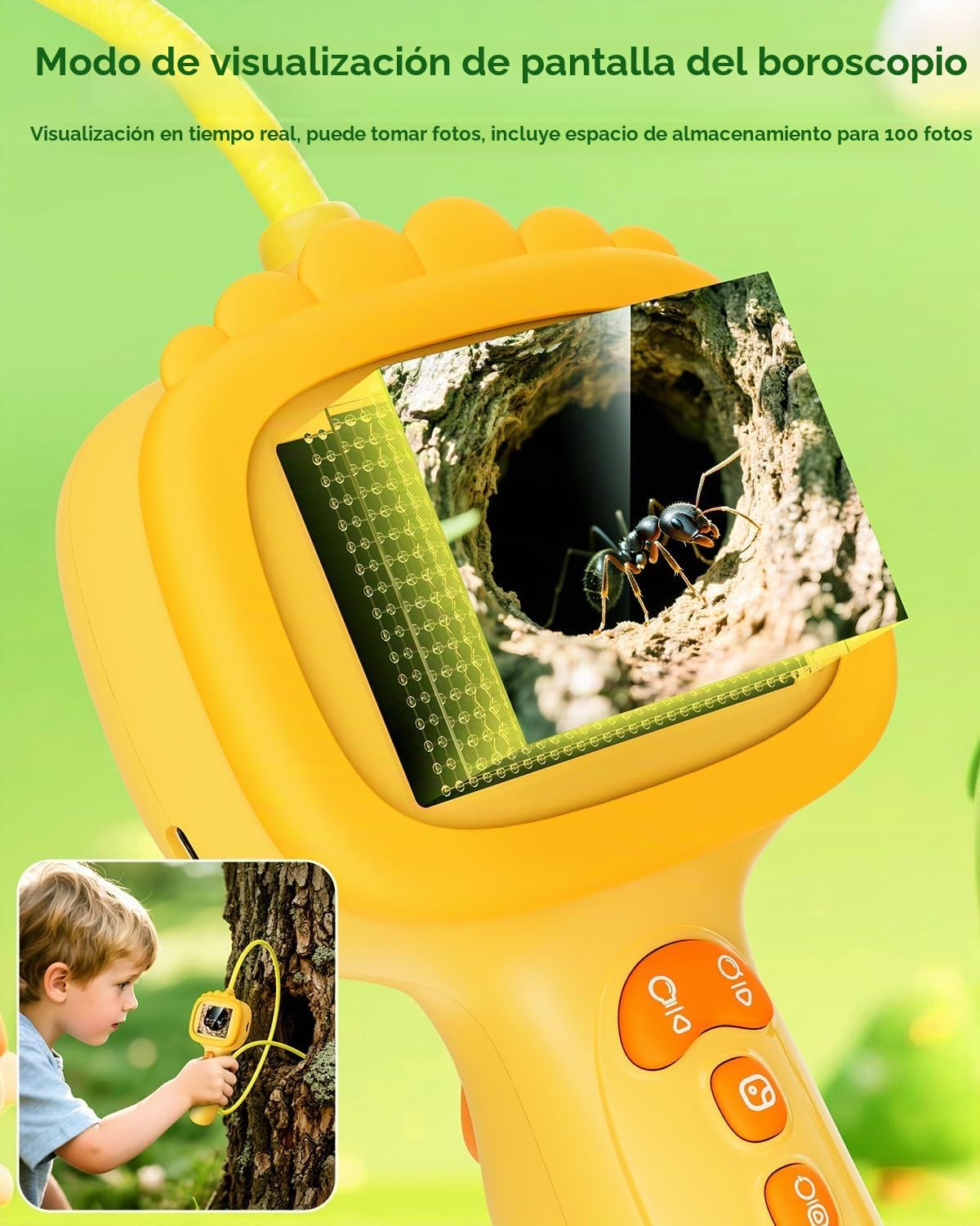 Cámara Boroscopio Serpiente con Luz para Niños, Juguetes STEM Educativos al Aire Libre, Regalos de Ciencia para Niño de 5 Años, Actividades de Campamento en la Naturaleza, Mejor Regalo de Cumpleaños
