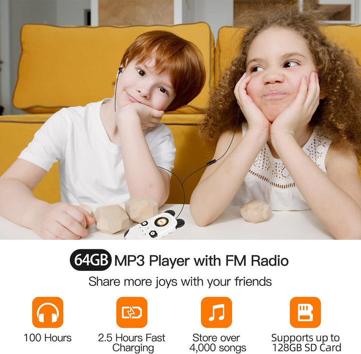 RUIZU Reproductor MP3 de 64GB para Niños, Reproductor de Música Por...