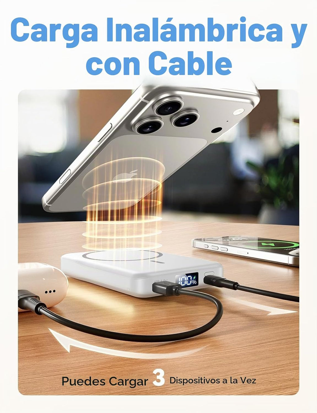 Cargador portátil magnético de 10000 mAh, batería MagSafe de carga rápida