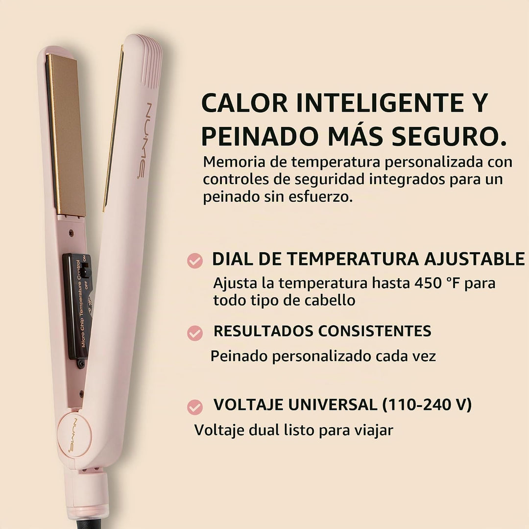 NuMe Fashionista - Plancha plana de turmalina de 1 pulgada, placas...