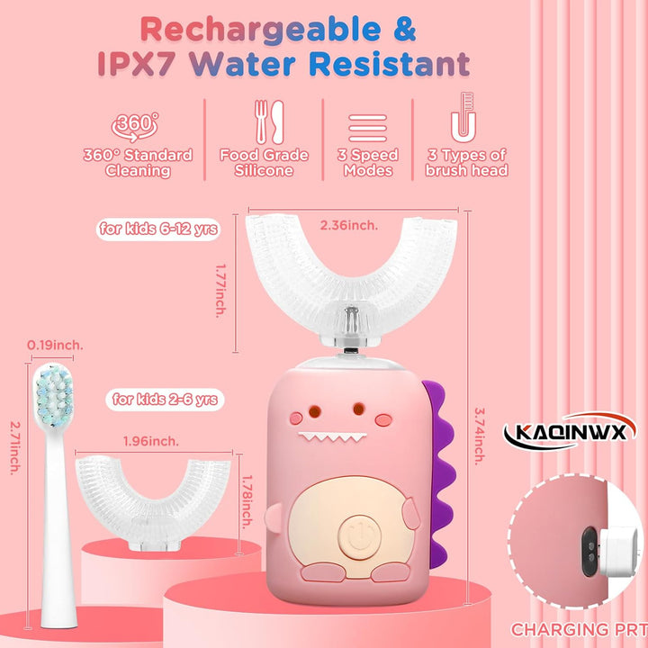 KAQINWX Cepillo de dientes eléctrico en forma de U para niños de 2...