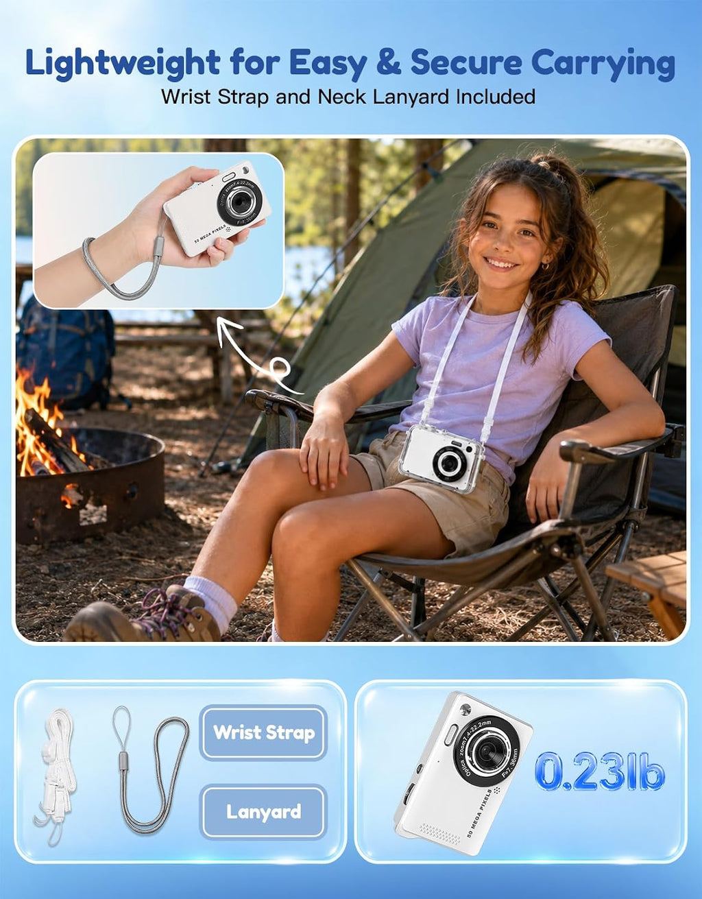 MOMILLA Cámara para niños con funda impermeable, cámara digital 4K Vlogging
