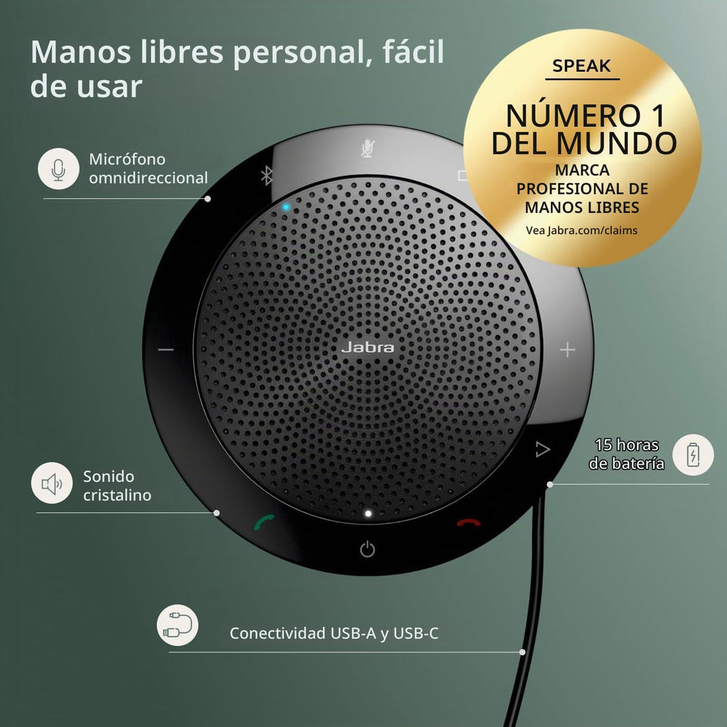 Jabra Speak 510 (edición 2025) Altavoz portátil USB Bluetooth, color negro