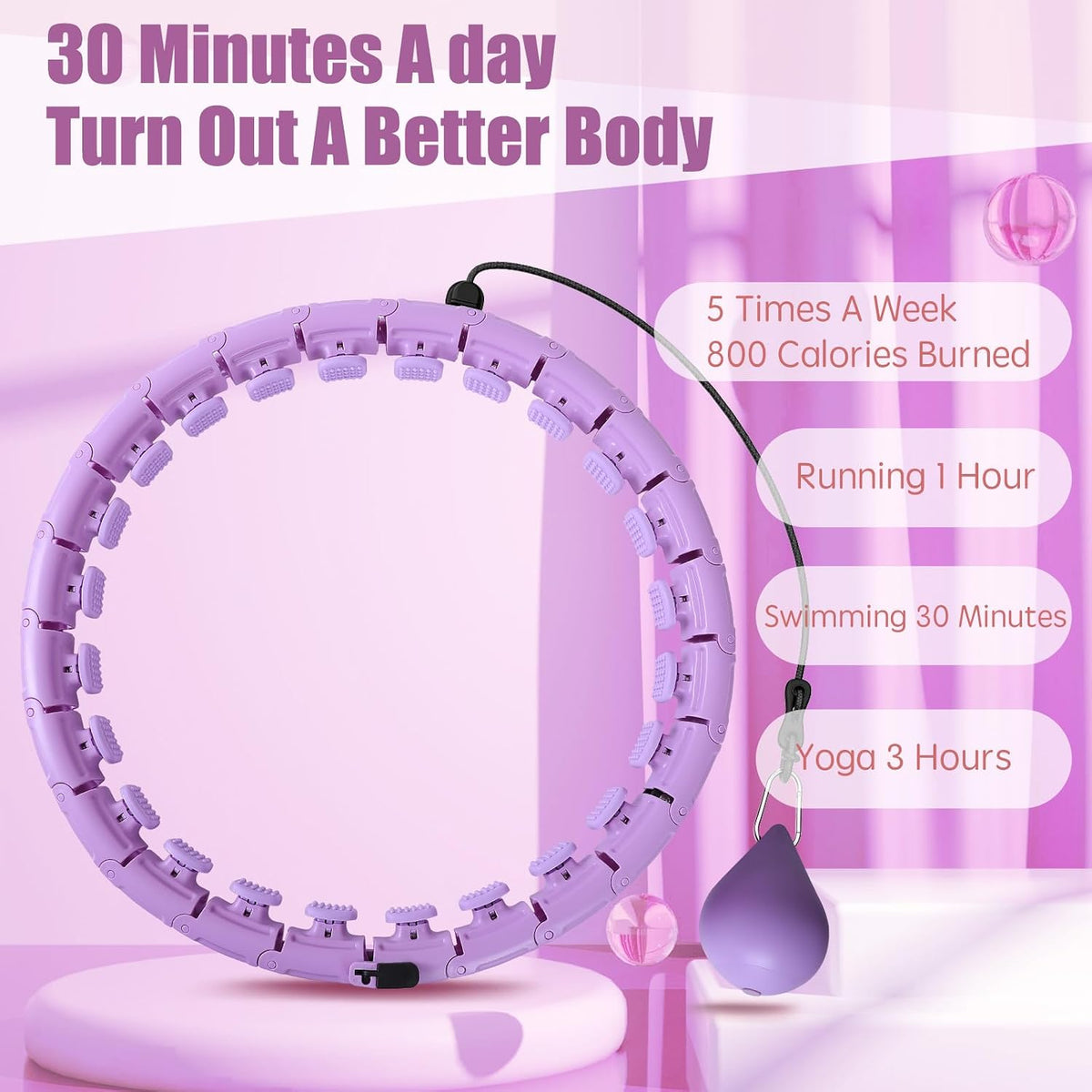 OurStarry - Aro de Ejercicio con Peso de 34 Nudos de Tamaño Grande, Anillo Inteligente de Cintura para Pérdida de Peso en Adultos