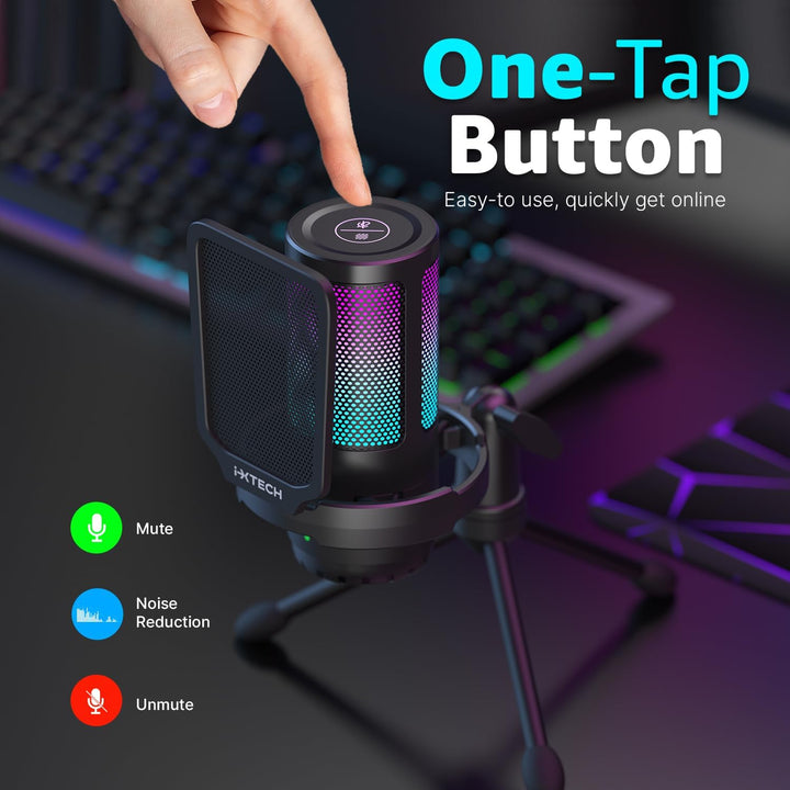 IXTECH - Micrófono USB para juegos para PC, micrófono condensador R...