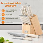 Juego de cuchillos de cocina de 15 piezas con bloque y afilador