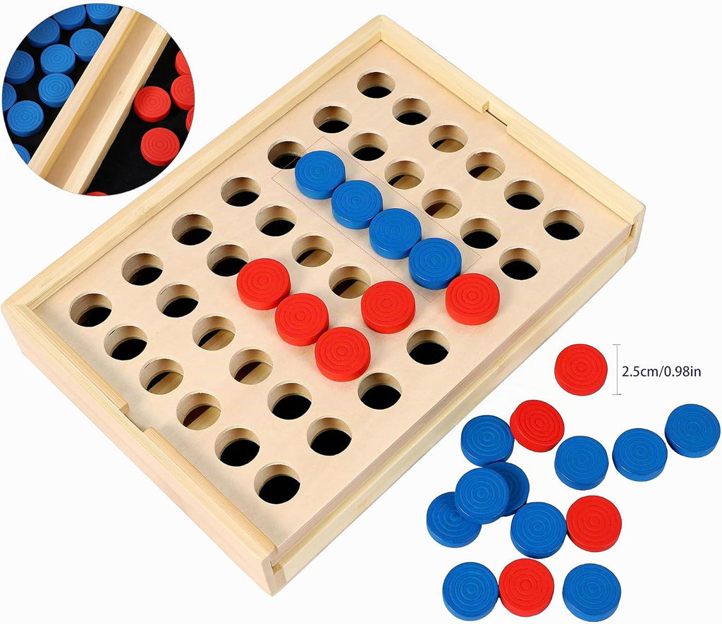 TOWO Juego de madera 4 en una fila, juego de mesa clásico de estrategia