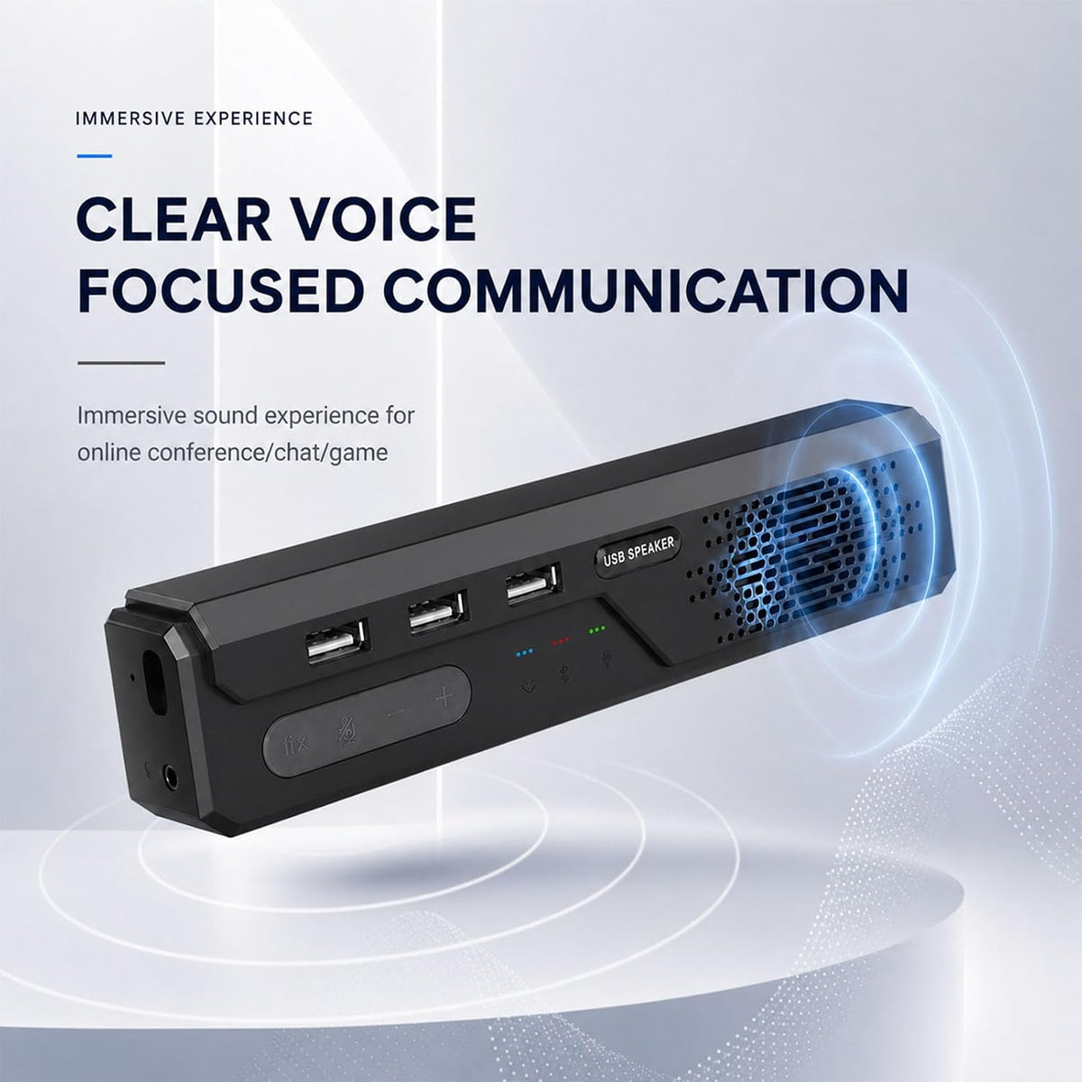 Altavoz de conferencia para PC y portátil, altavoz Bluetooth con reducción de ruido AI, captación de voz de 360°, USB-C Plug and Play, compatible con Zoom, Microsoft Teams, Skype y Webex