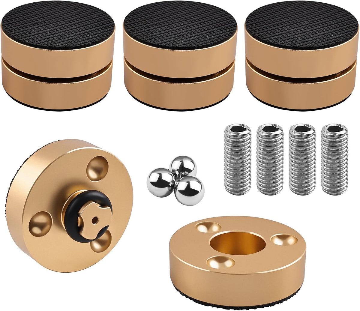 Pies de aislamiento de audio HiFi para tocadiscos, 4 paquetes, color dorado