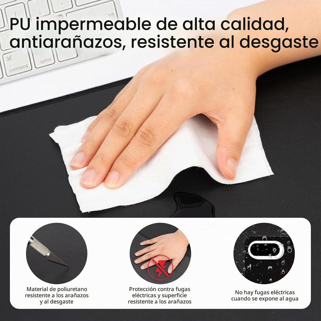 Alfombrilla de Escritorio Calefactable, 31.5 x 13 pulg. Alfombrilla Calefactable para Mouse y Escritorio, negro