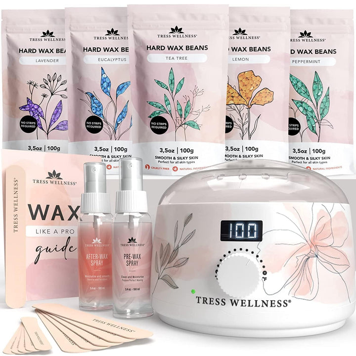 Kit de depilación Tress Wellness para piel sensible, seguro para ro...