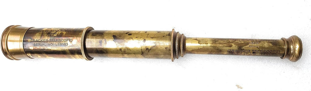 Telescopio de latón raro Spyglass - East India Company 1818 Tracker Vintage Pirate Spyglass Alcance antiguo 32 pulgadas grande cosido a mano caja de regalo de cuero (BT-EIC-32)