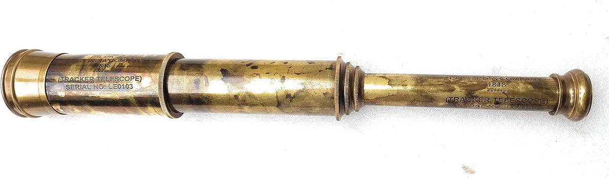 Telescopio de latón raro Spyglass - East India Company 1818 Tracker Vintage Pirate Spyglass Alcance antiguo 32 pulgadas grande cosido a mano caja de regalo de cuero (BT-EIC-32)