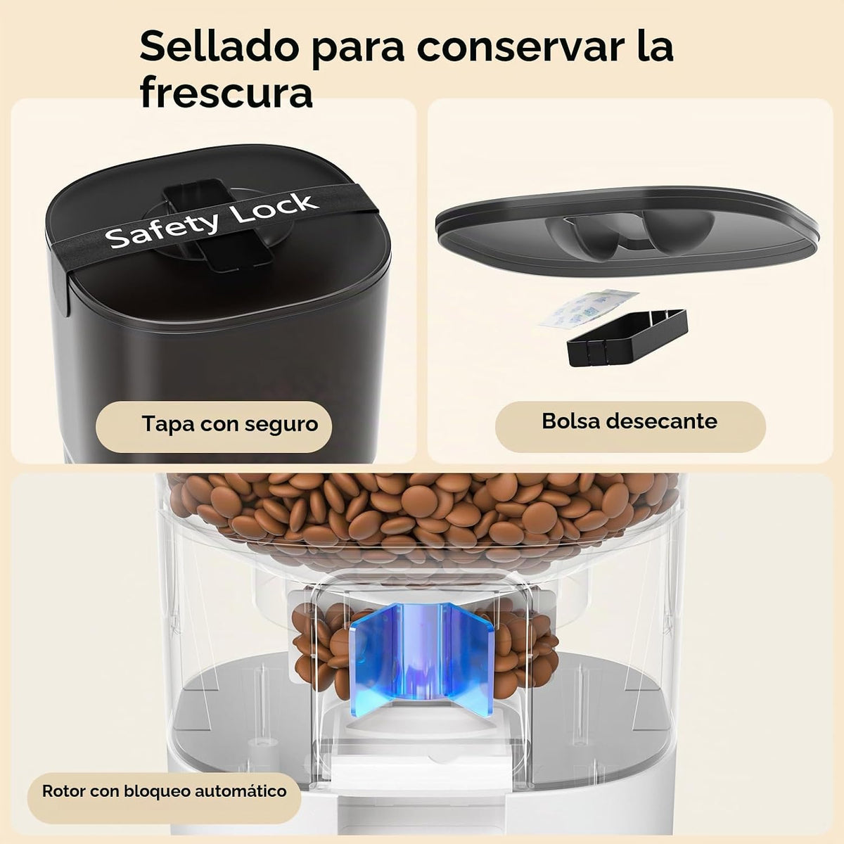 PAPIFEED Comedero automático para gatos con aplicación, alimentador automático WiFi para gatos, dispensador de alimentos para gatos de alimentación lenta de 6 litros para alimentos secos
