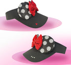 Sombrero brillante con visera de orejas de ratón para mujeres adultas, gorra ajustable con lazo de orejas de ratón de lentejuelas, lindo sombrero de visera con purpurina para parques temáticos y festivales, color negro