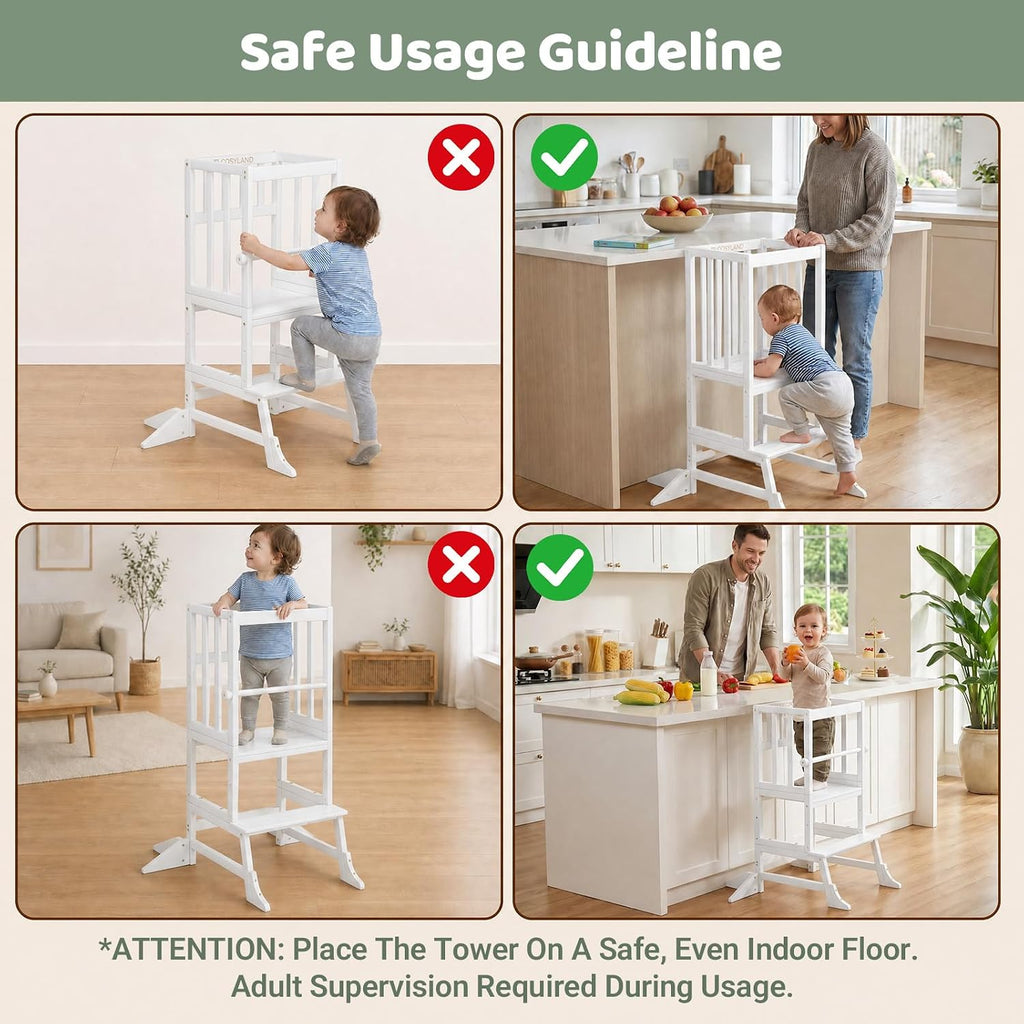 COSYLAND Torre de pie para niños pequeños, taburete de cocina de altura