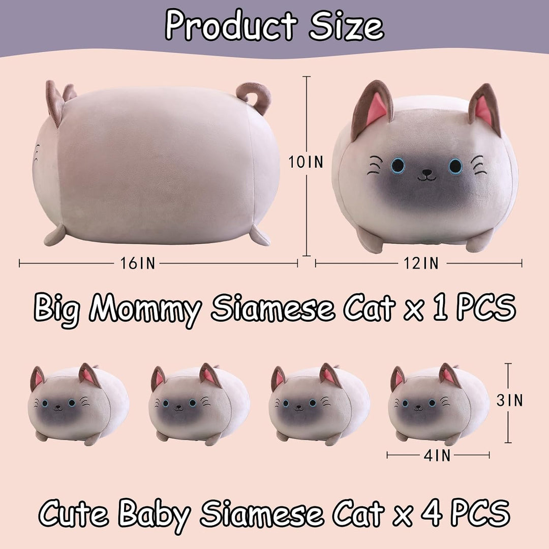 SQEQE Peluche de gato siamés, lindos animales de peluche para mamá...