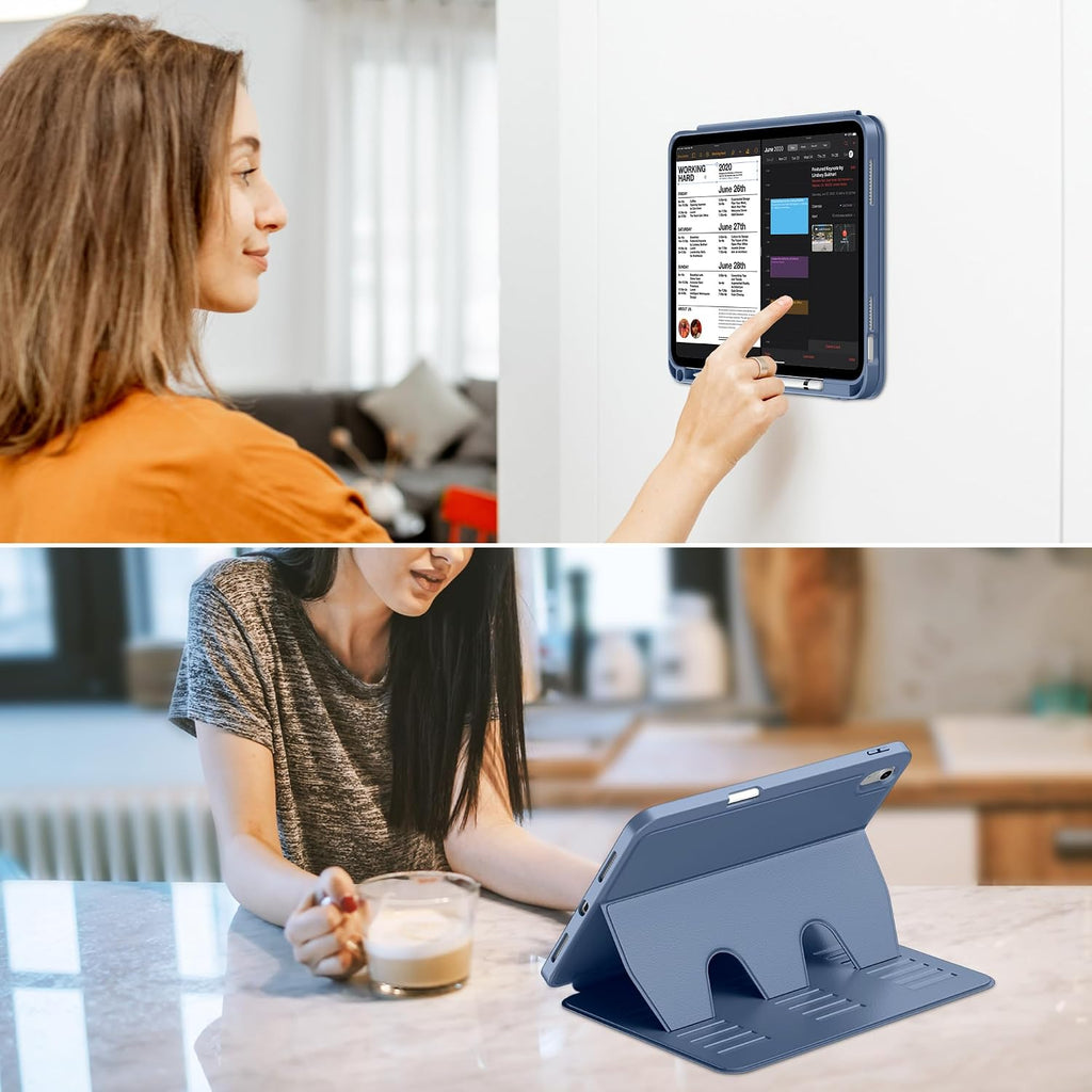 Funda para iPad (A16) de 11 pulgadas 2025 y iPad de 10ª/11ª generación de 10.9 pulgadas 2022, funda magnética con múltiples ángulos, parte trasera a prueba de golpes, soporte para lápiz y apagado y encendido automático, azul niebla