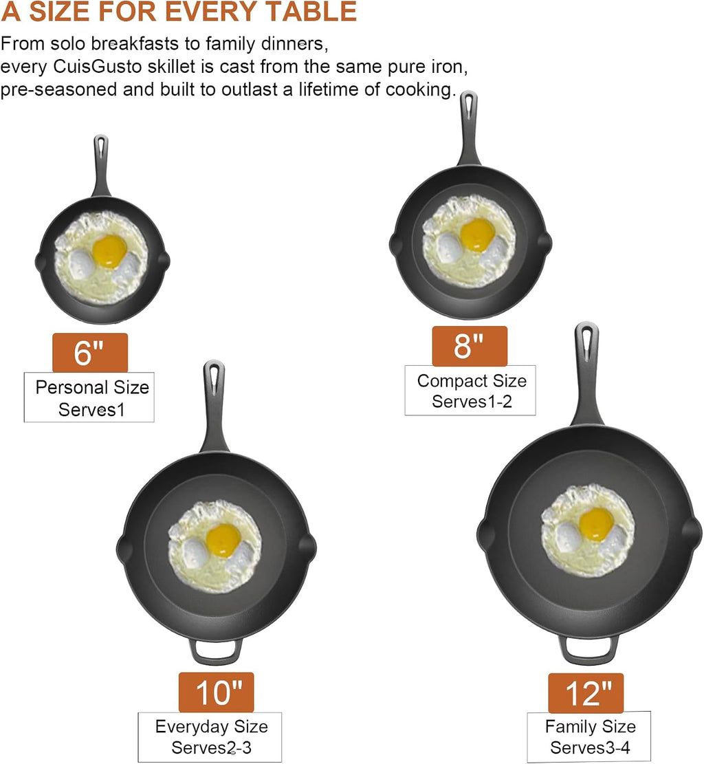 Sartén de hierro fundido de 10 pulgadas con tapa, sartén