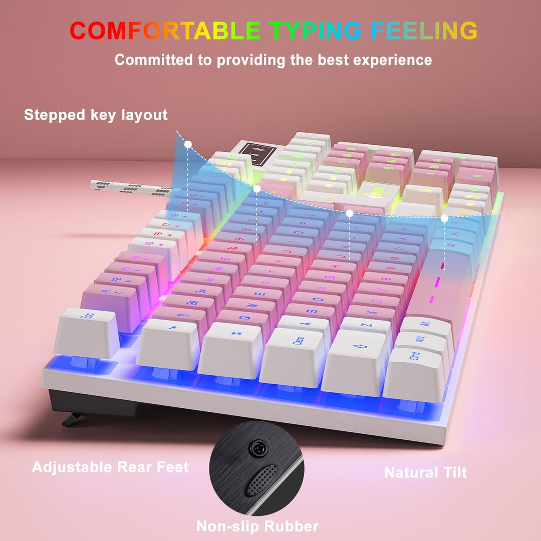 BlueFinger Combo de teclado RGB para juegos y mouse retroiluminado,...