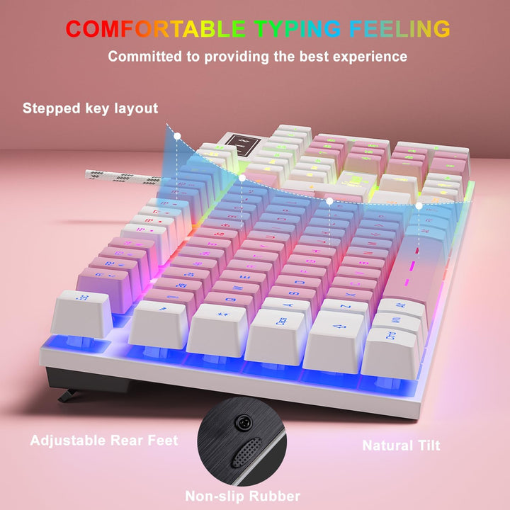 BlueFinger Combo de teclado RGB para juegos y mouse retroiluminado,...