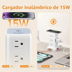 SMALLRT - Cable de extensión con múltiples tomas, torre de regleta de alimentación con protector de sobretensiones, extensor de salida de 10 pies con 12 salidas de CA, 4 USB, regleta de alimentación