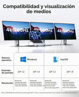 Estación de acoplamiento USB C para laptop 3 monitores 4K a 60Hz, c...