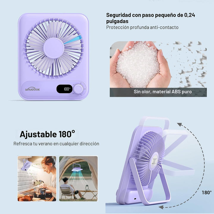 WHATOOK Paquete de 2 Ventiladores de Escritorio Pequeños: Batería d...