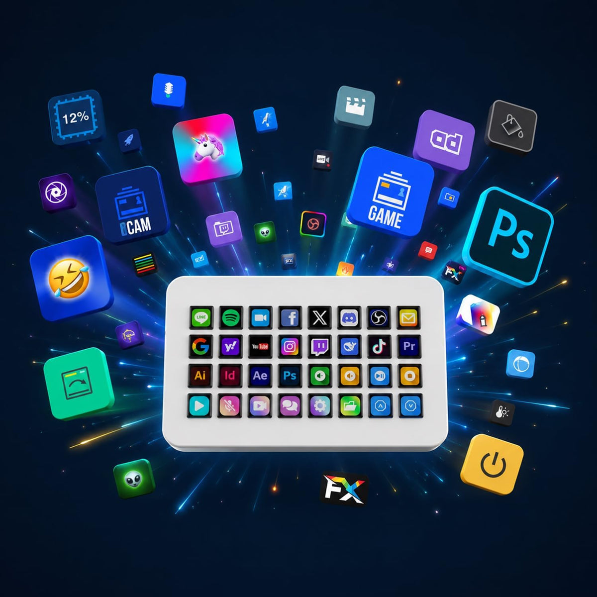 /VSDinside Stream Dock XL Advanced Studio Controller, 32 teclas macro, acciones de activación en aplicaciones y software como OBS, Twitch, YouTube y más, funciona con Mac y PC, Stream