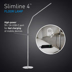 Lámpara Daylight Slimline - Lámpara de pie con 4 LED, 6000 K, diseño flexible, acero cepillado