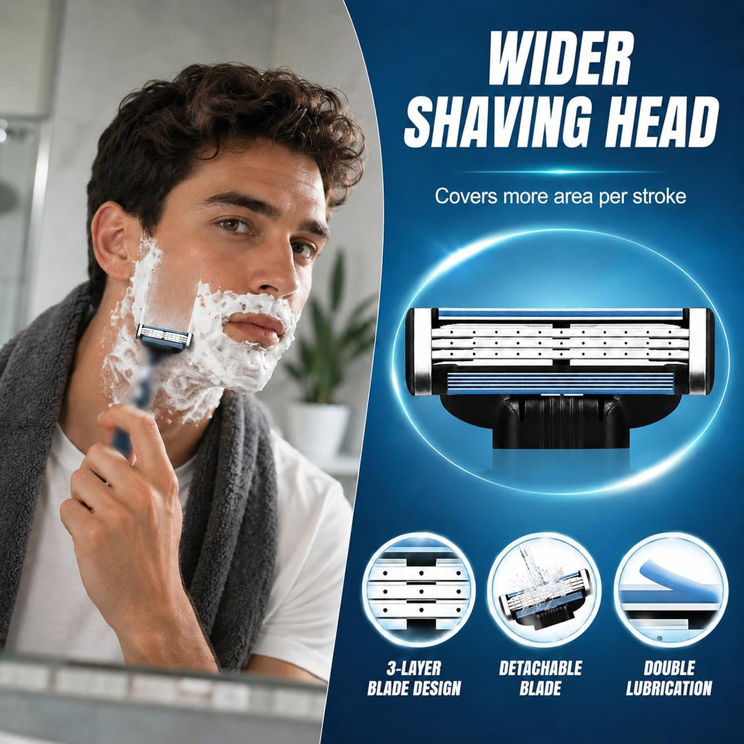 Recambios de cuchillas de afeitar para hombres, 24 cuchillas de tri...