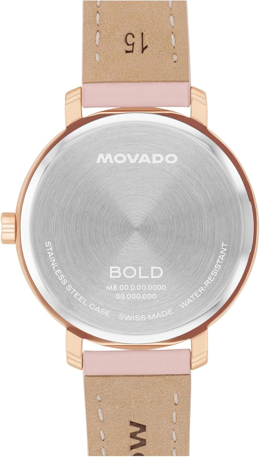 Movado Reloj Bold Evolution 2.0 para mujer, movimiento de cuarzo suizo, correa de cuero, resistencia al agua de 3 ATM, reloj de moda de lujo para ella, 1.339 in