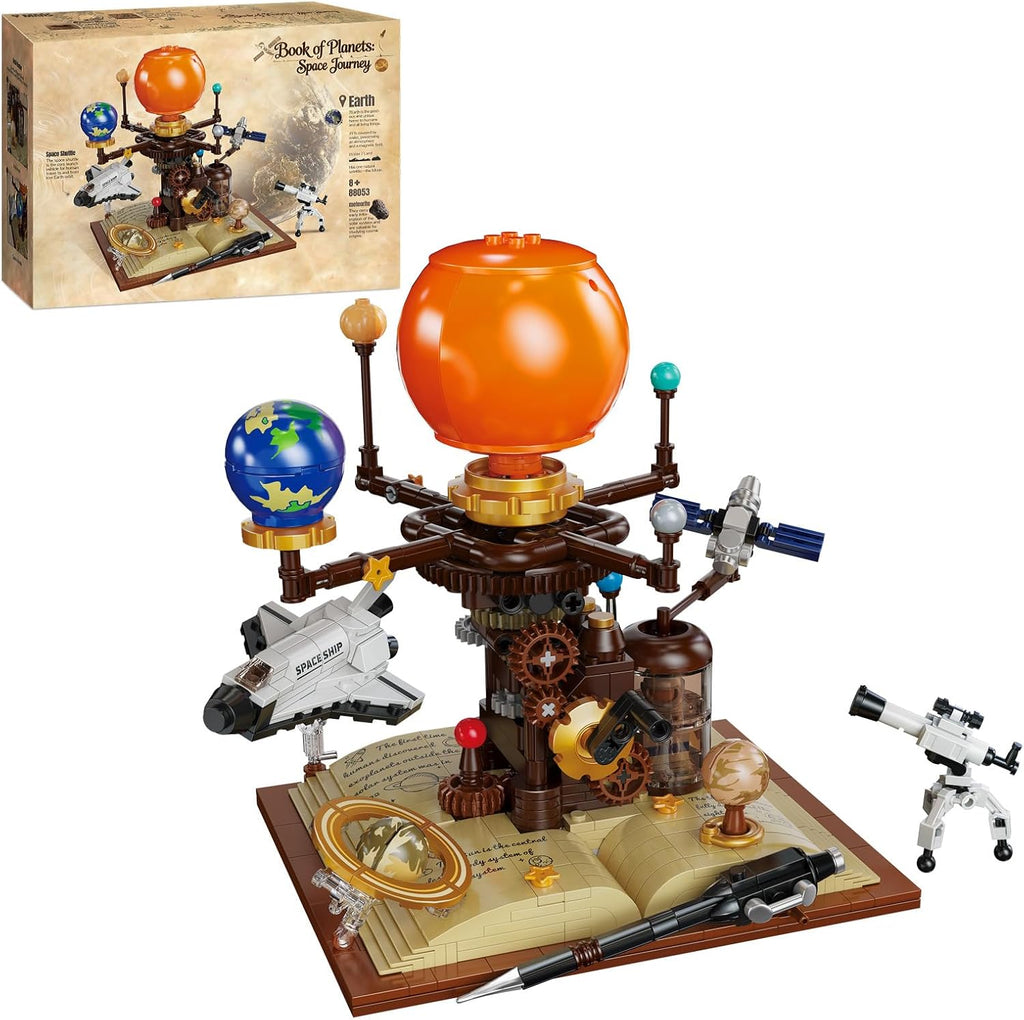 Juguete de bloques de construcción del sistema solar, planeta mecánico Tierra y Luna en órbita, juego de construcción de ciencia astronomía espacial STEM, regalo de cumpleaños educativo para niños de